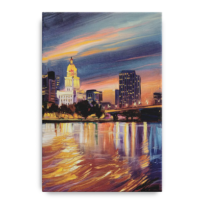 Baton Rouge Cityscape Twilight Front - Canvas Wall Art