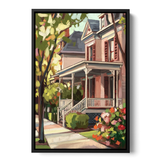 Baton Rouge Garden District Charm - Black Framed Canvas Wall Art - Front