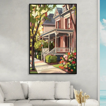 Baton Rouge Garden District Charm Sitting Room - Black Canvas Wall Art