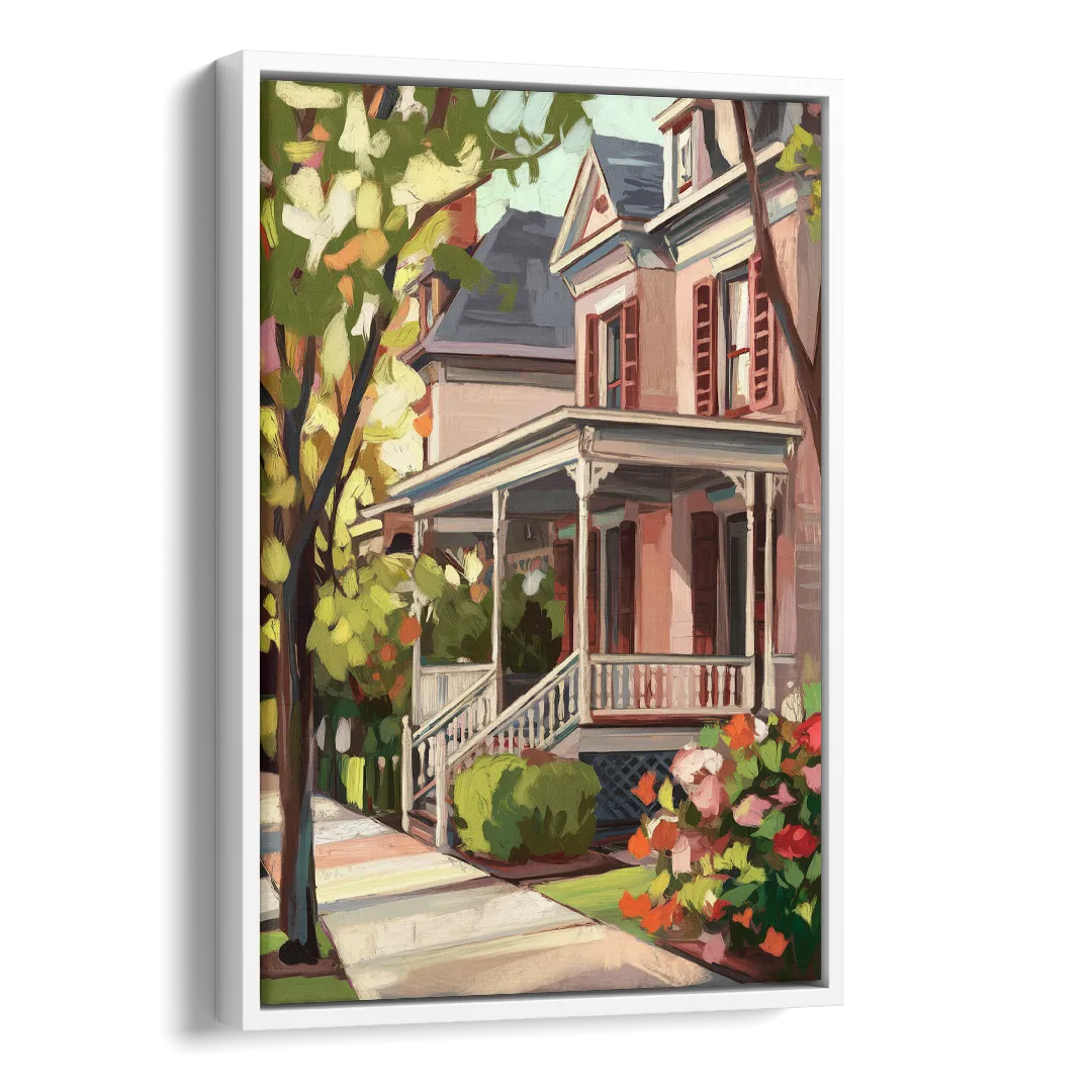 Baton Rouge Garden District Charm Side - White Canvas Wall Art