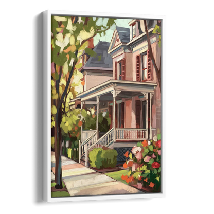 Baton Rouge Garden District Charm Side - White Canvas Wall Art