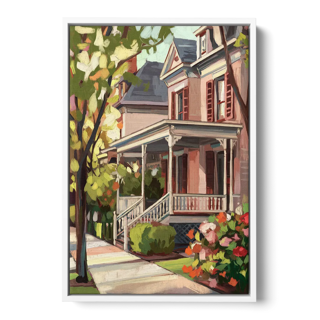 Baton Rouge Garden District Charm Front - White Canvas Wall Art
