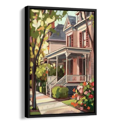 Baton Rouge Garden District Charm Side - Black Canvas Wall Art
