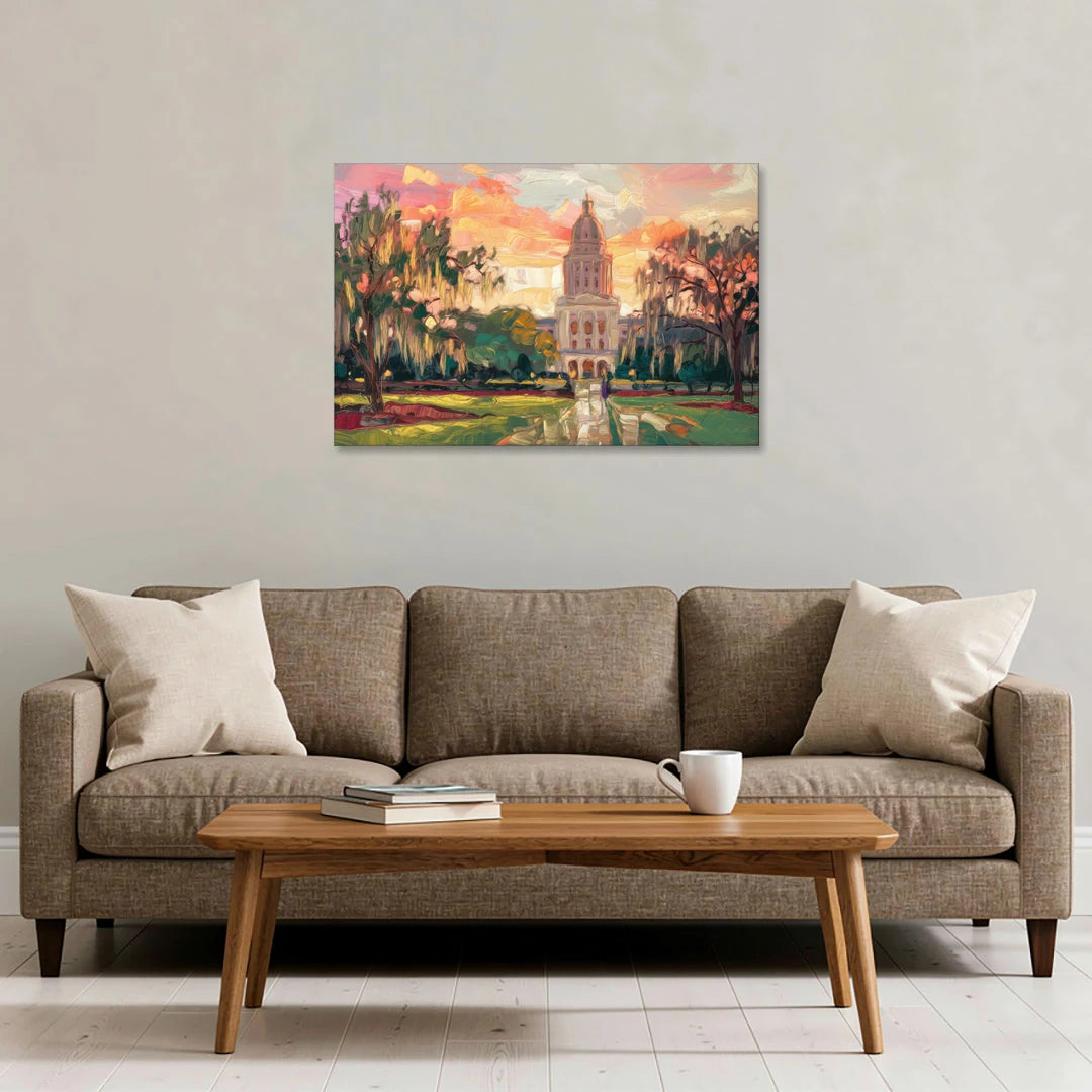 Baton Rouge Louisiana State Capitol - Canvas Wall Art - Sofa - 36x24