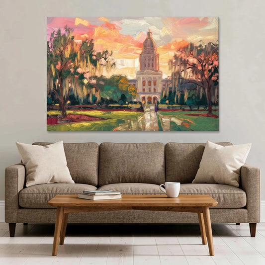 Baton Rouge Louisiana State Capitol - Canvas Wall Art - Sofa - 60x40