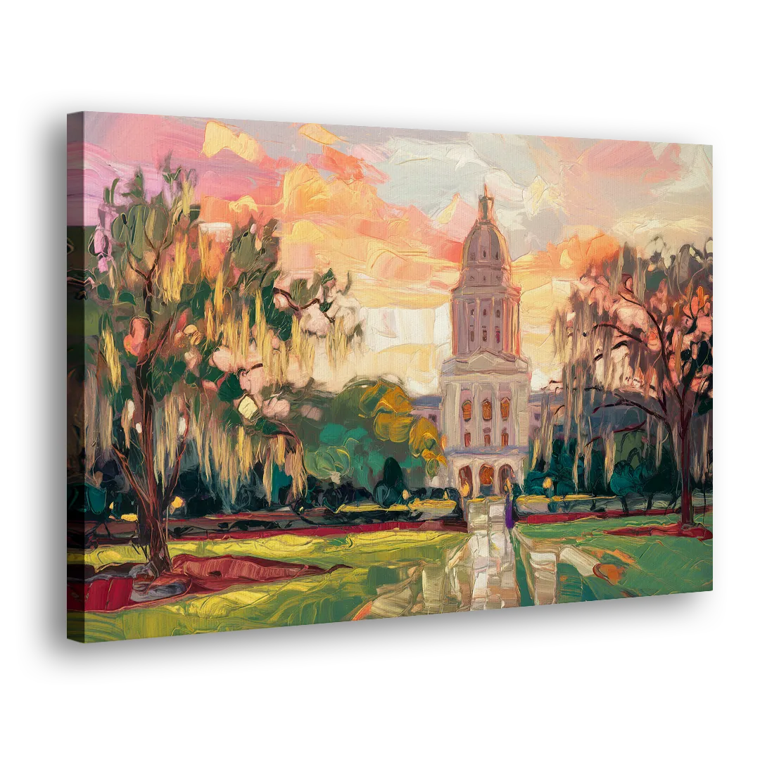 Baton Rouge Louisiana State Capitol Side - Canvas Wall Art