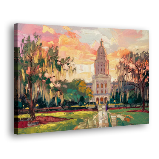 Baton Rouge Louisiana State Capitol Side - Canvas Wall Art