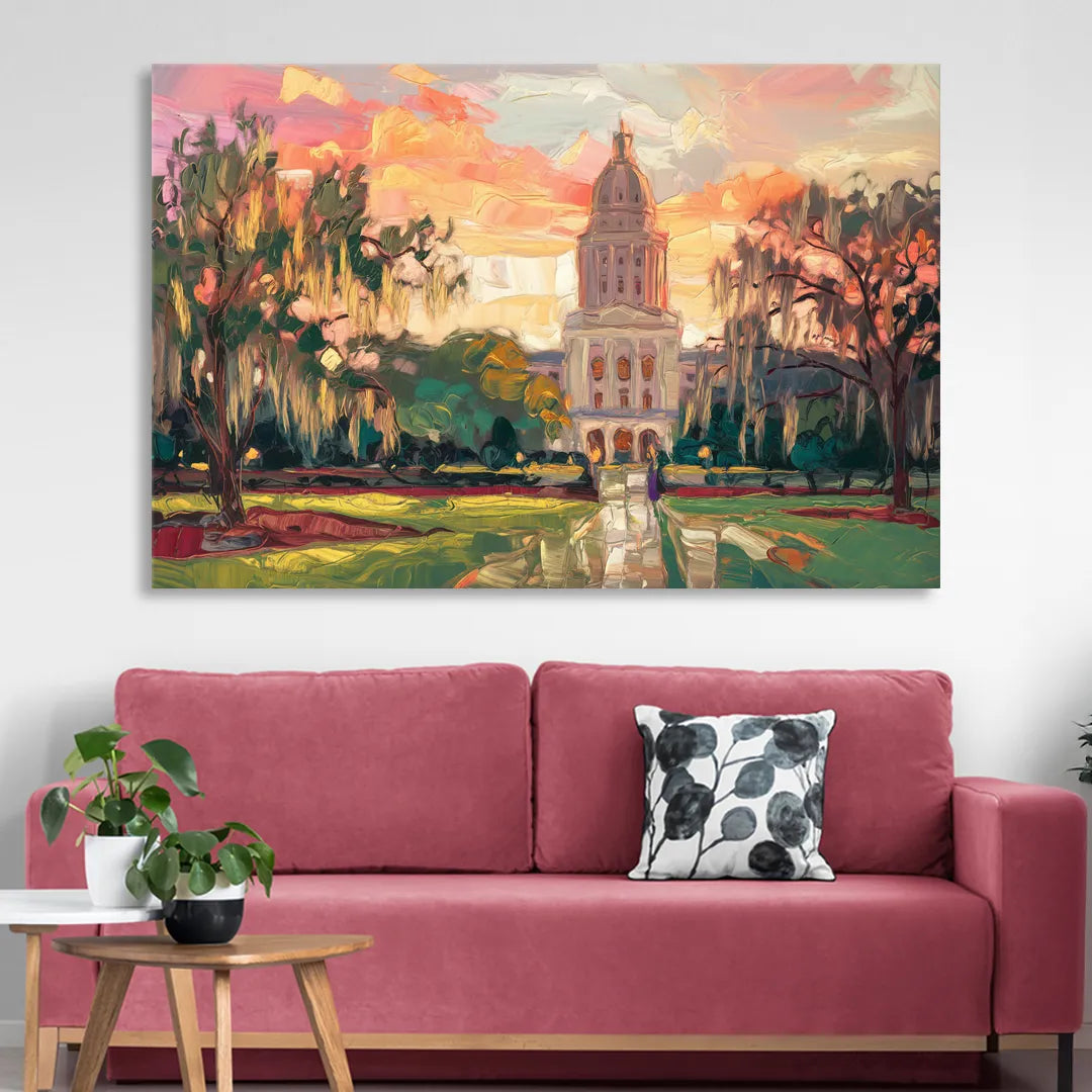 Baton Rouge Louisiana State Capitol Living Room - Canvas Wall Art