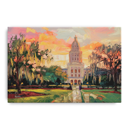 Baton Rouge Louisiana State Capitol Front - Canvas Wall Art