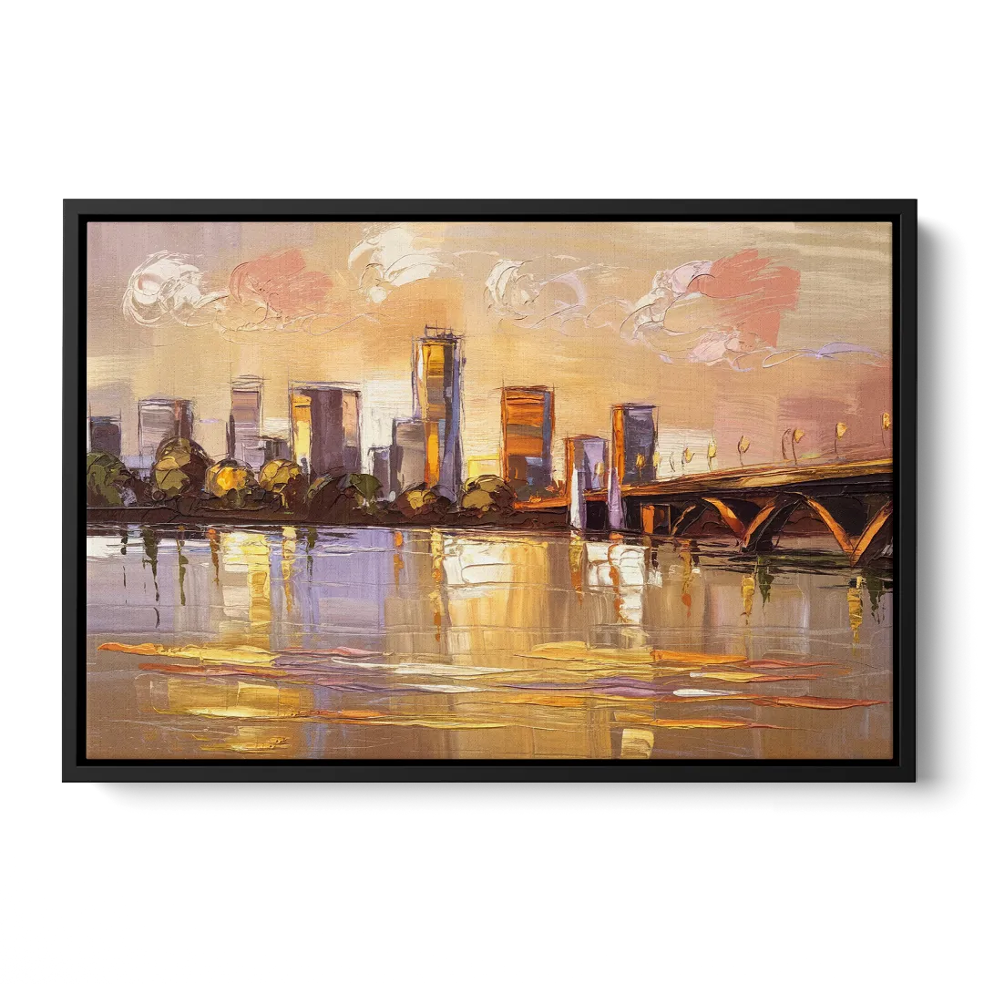Baton Rouge Mississippi River View Front - Black Canvas Wall Art