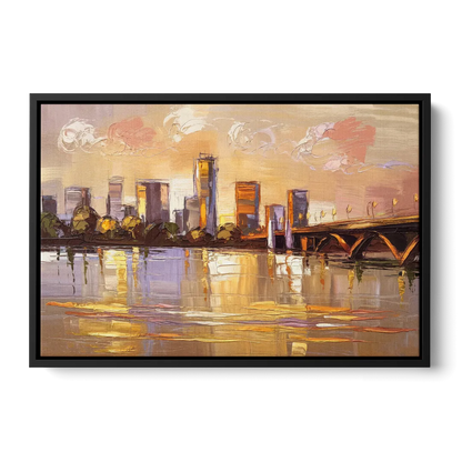 Baton Rouge Mississippi River View Front - Black Canvas Wall Art