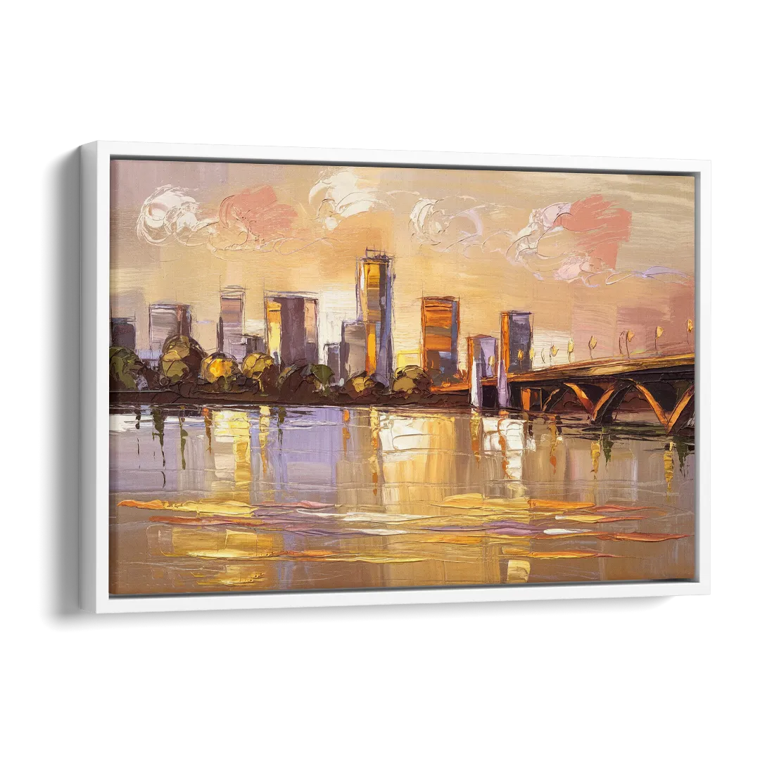 Baton Rouge Mississippi River View Side - White Canvas Wall Art