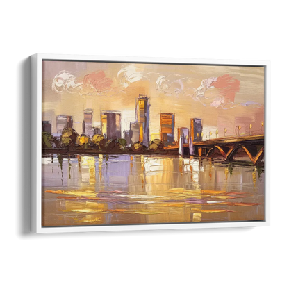Baton Rouge Mississippi River View Side - White Canvas Wall Art