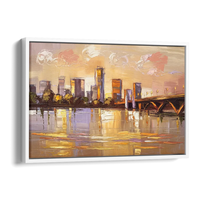 Baton Rouge Mississippi River View Side - White Canvas Wall Art