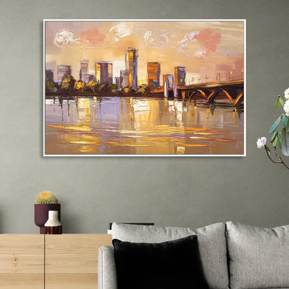 Baton Rouge Mississippi River View Sitting Room - White Canvas Wall Art