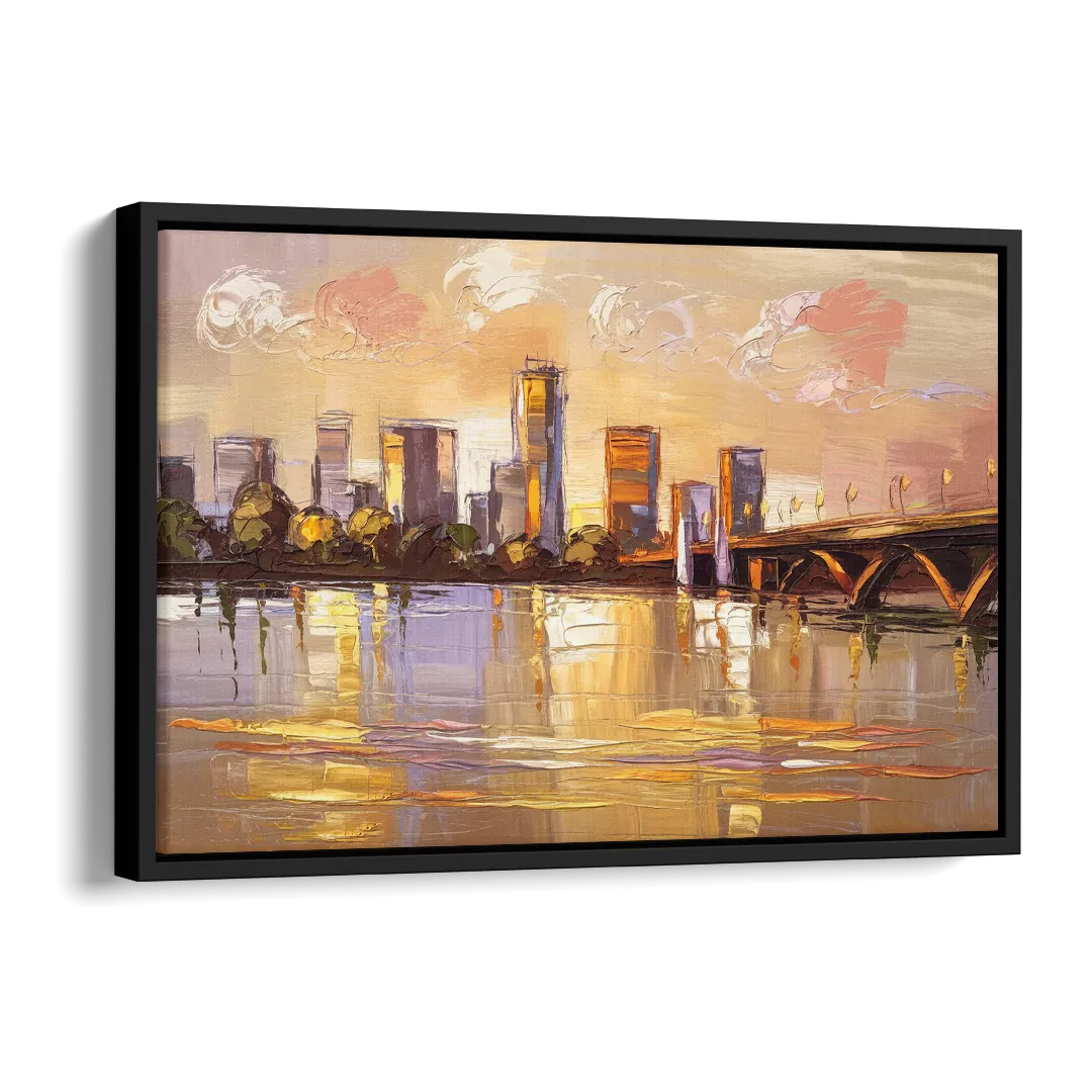 Baton Rouge Mississippi River View Side - Black Canvas Wall Art