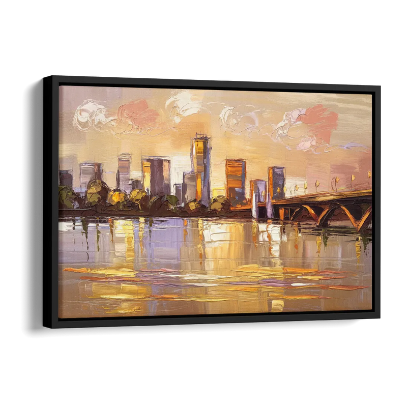 Baton Rouge Mississippi River View Side - Black Canvas Wall Art