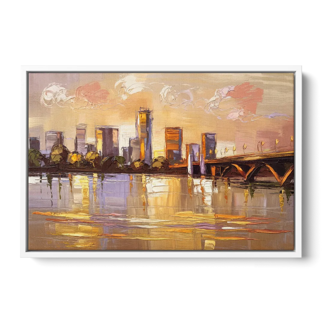 Baton Rouge Mississippi River View Front - White Canvas Wall Art