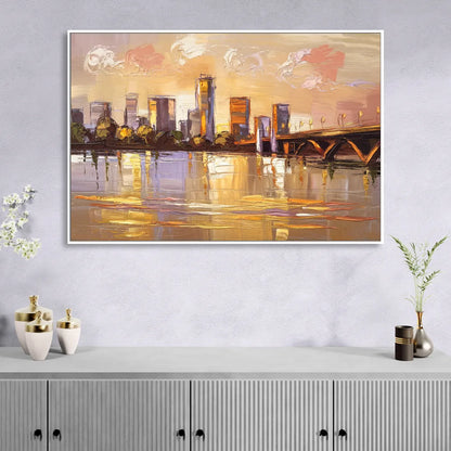 Baton Rouge Mississippi River View Living Room - White Canvas Wall Art