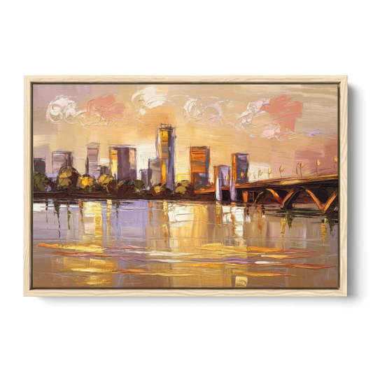 Baton Rouge Mississippi River View - Oak Framed Canvas Wall Art - Front