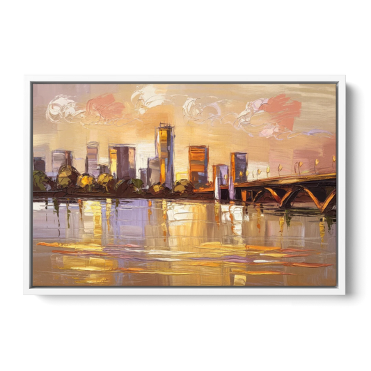 Baton Rouge Mississippi River View - White Framed Canvas Wall Art - Front