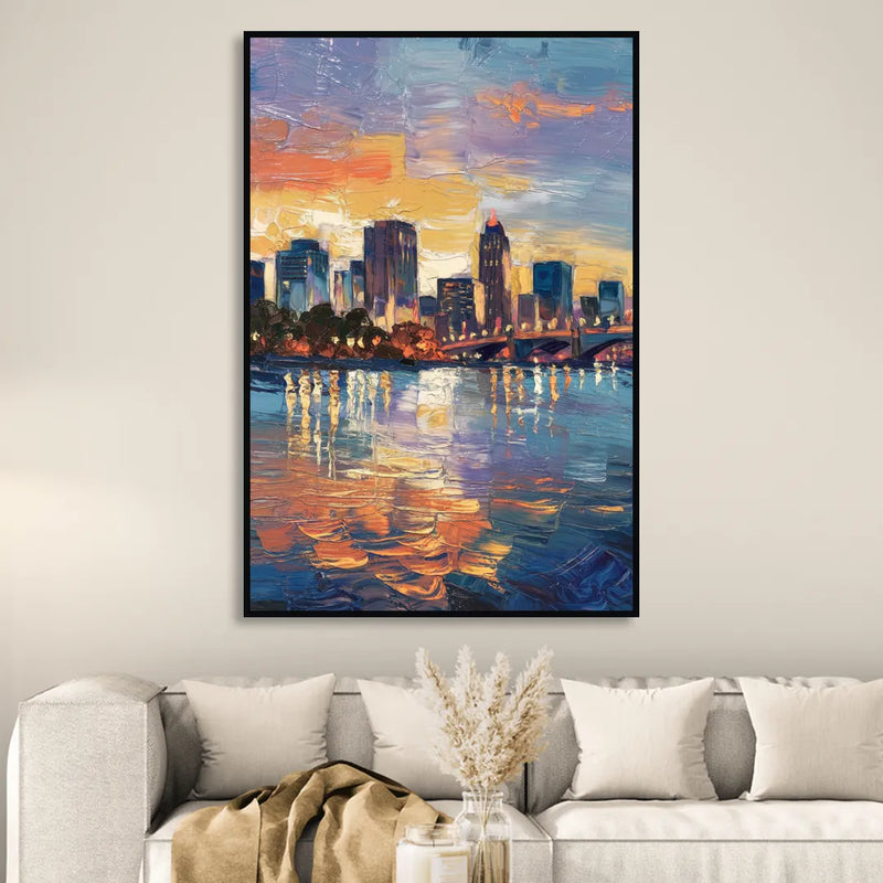 Baton Rouge Riverfront Beauty Sitting Room - Black Canvas Wall Art
