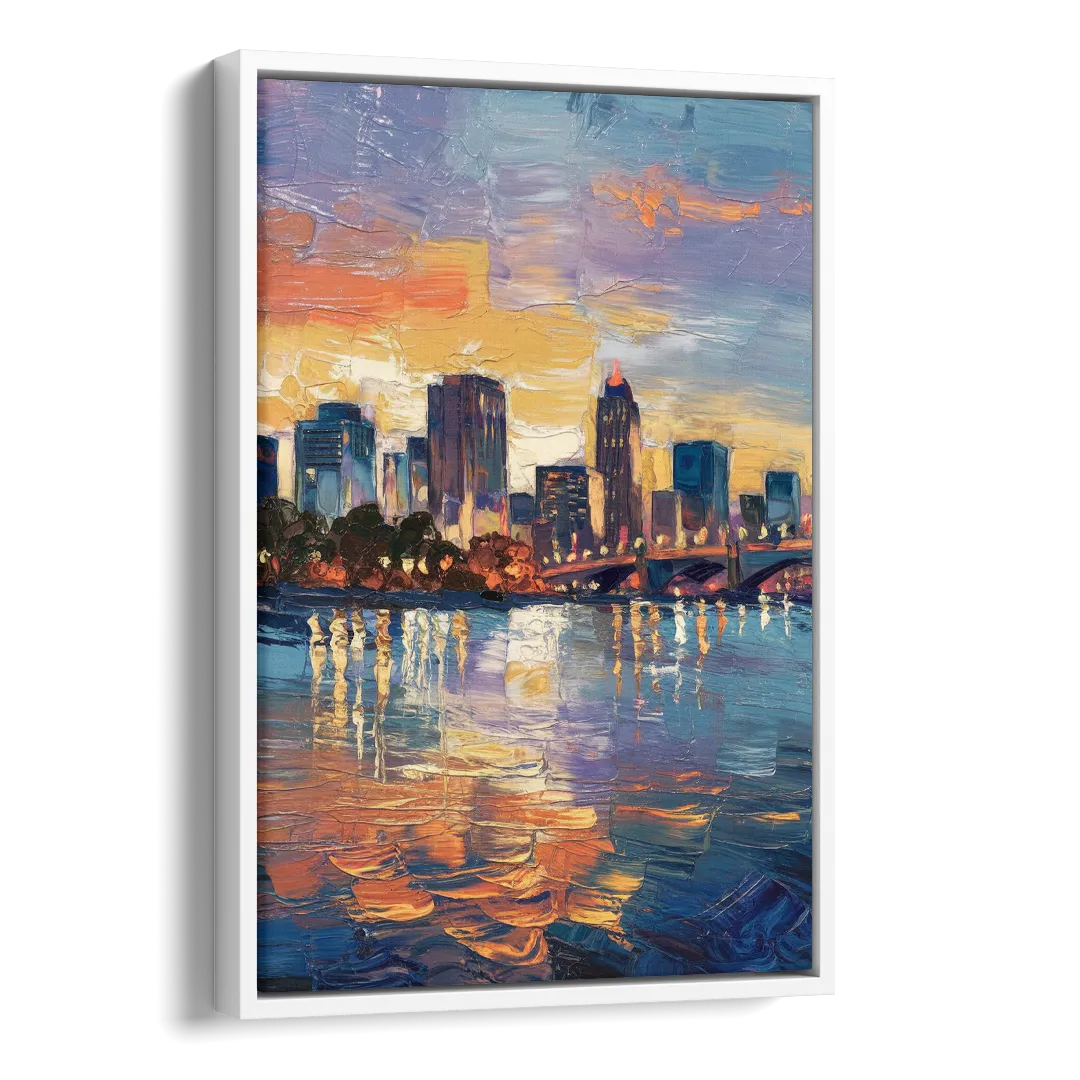 Baton Rouge Riverfront Beauty Side - White Canvas Wall Art