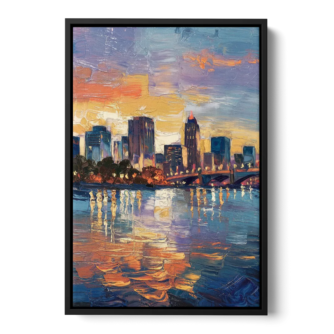 Baton Rouge Riverfront Beauty Front - Black Canvas Wall Art