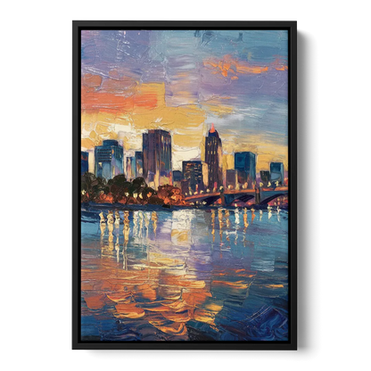 Baton Rouge Riverfront Beauty Front - Black Canvas Wall Art