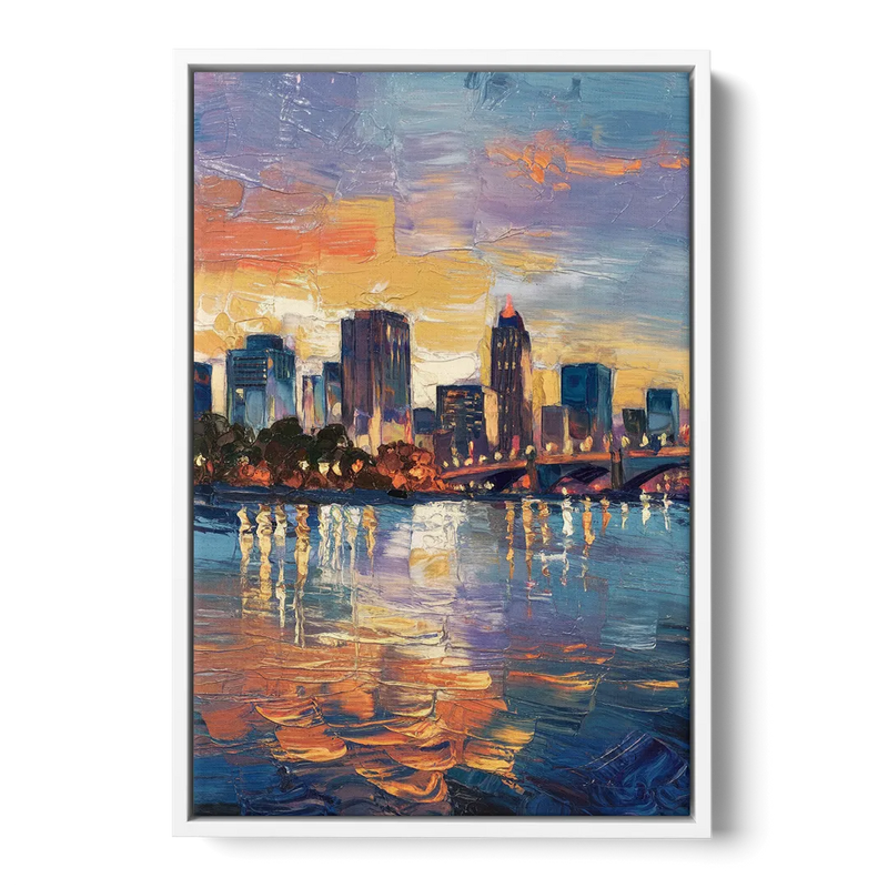 Baton Rouge Riverfront Beauty Front - White Canvas Wall Art