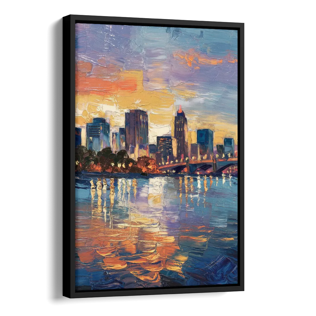 Baton Rouge Riverfront Beauty Side - Black Canvas Wall Art