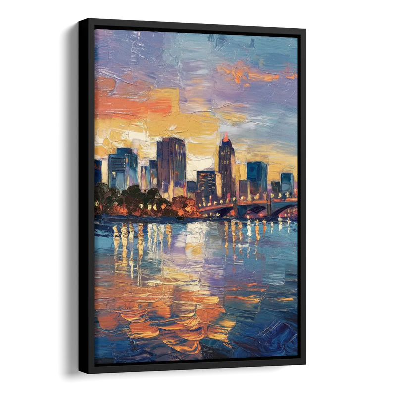 Baton Rouge Riverfront Beauty Side - Black Canvas Wall Art
