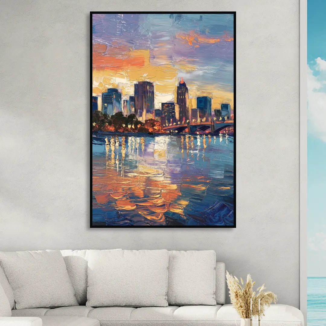 Baton Rouge Riverfront Beauty Living Room - Black Canvas Wall Art