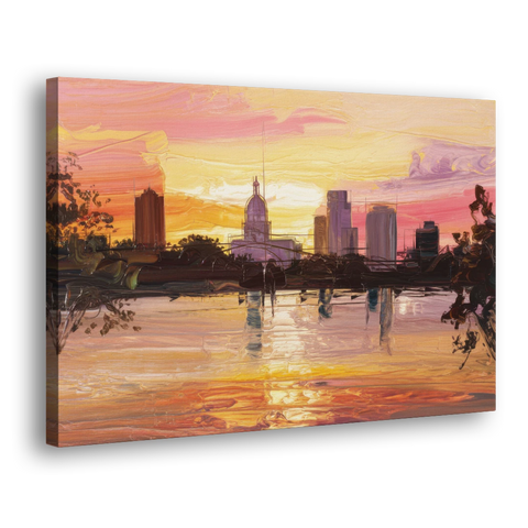 Baton Rouge Skyline Sunset - Canvas Wall Art - Side