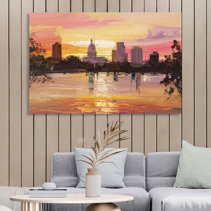 Baton Rouge Skyline Sunset Sitting Room - Canvas Wall Art