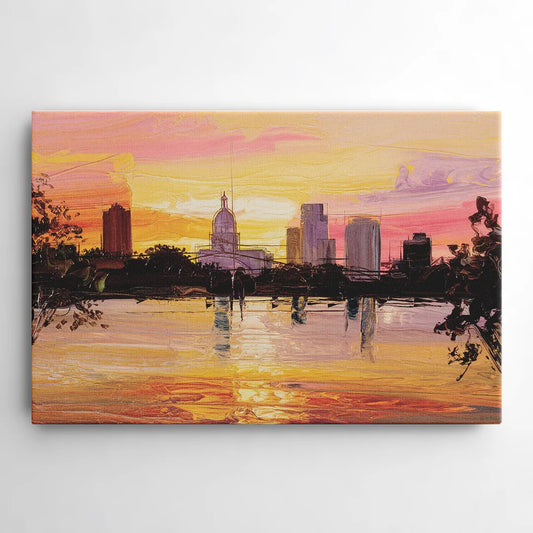 Baton Rouge Skyline Sunset - Canvas Wall Art