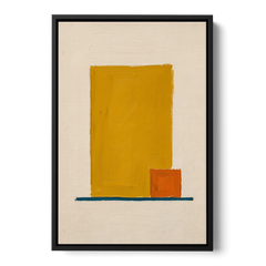 Bauhaus Wall Art with Yellow Block and Orange Square - Black Framed Canvas Wall Art - Front