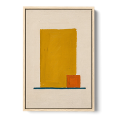 Bauhaus Wall Art with Yellow Block and Orange Square - Oak Framed Canvas Wall Art - Front