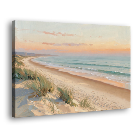 Beach Landscape Painting at First Light - Canvas Wall Art - Side