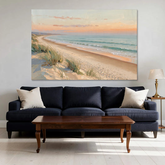 Beach Landscape Painting at First Light - Canvas Wall Art - Sofa - 60x40
