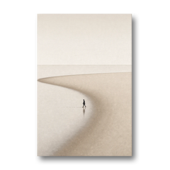 Beach Minimalist Art of a Lone Walker - Canvas Wall Art - Front