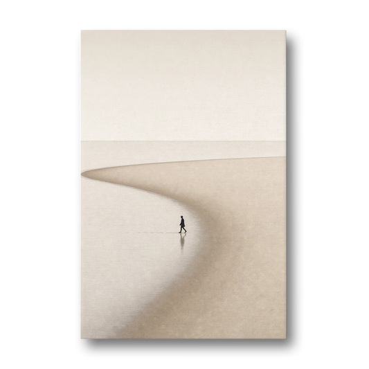 Beach Minimalist Art of a Lone Walker - Canvas Wall Art - Front