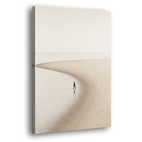 Beach Minimalist Art of a Lone Walker - Canvas Wall Art - Side
