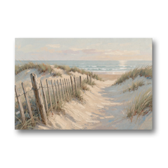Beachy Wall Decor with a Weathered Dune Fence - Canvas Wall Art - Front