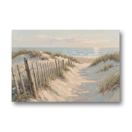 Beachy Wall Decor with a Weathered Dune Fence - Canvas Wall Art - Front