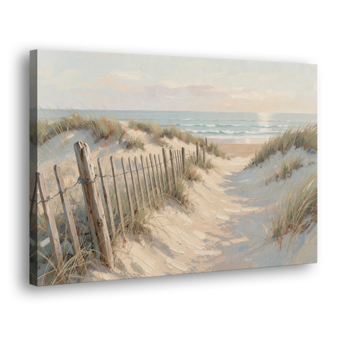 Beachy Wall Decor with a Weathered Dune Fence - Canvas Wall Art - Side