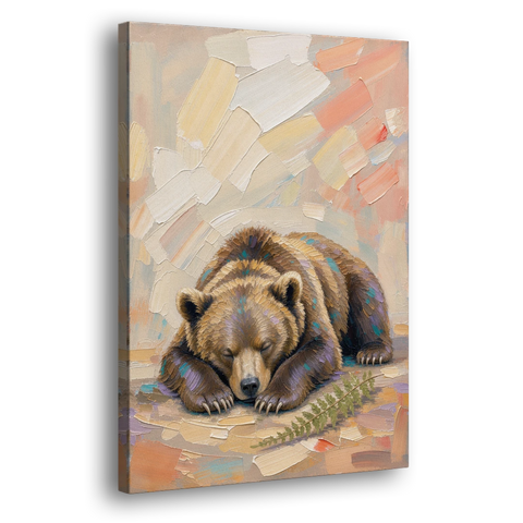 Bear Cub Painting Asleep on Its Paws - Canvas Wall Art - Side