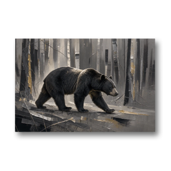 Bear Walking Through the Silver Woods - Canvas Wall Art - Front