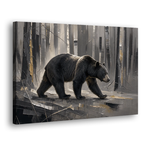 Bear Walking Through the Silver Woods - Canvas Wall Art - Side
