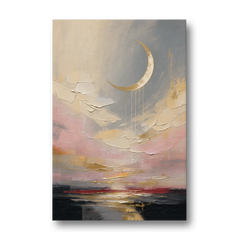 Bedroom Wall Art Neutral Crescent Moon at Dusk - Canvas Wall Art - Front